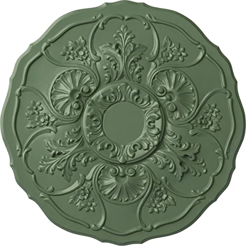 Image of Ekena Millwork CM22CNAGF 22 OD x 1 1 /2 P Cornelia Ceiling Medallion (fits Canopies up to 4 inch), Hand-Painted, Athenian Green
