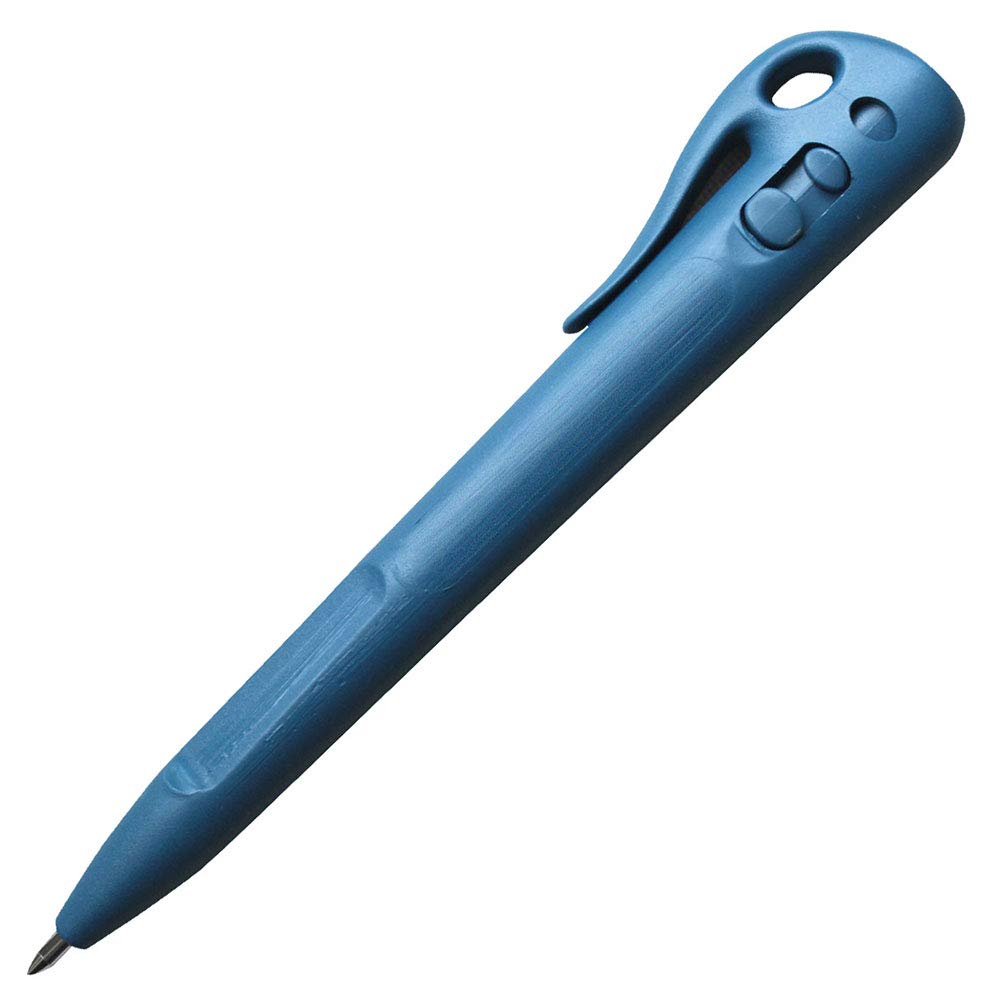 Bolígrafo retráctil resistente con clip (50 unidades), color azul