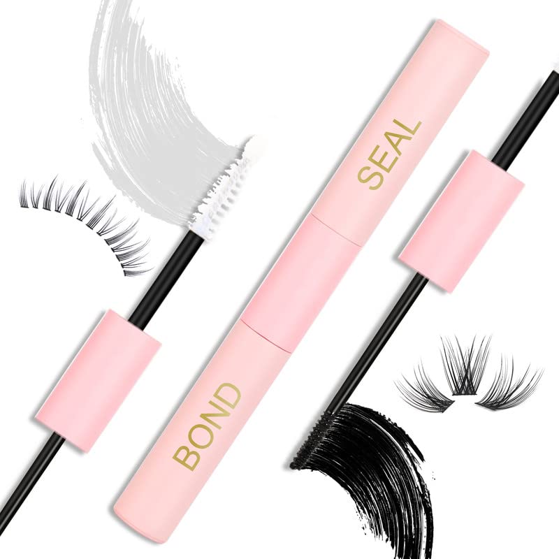 DIY Lash Extension Glue Cluster Lash Glue Lash Bond and Seal 5ml for Lash Clusters Individual Lashes Latex Free EMEDA Super Strong Hold 2-in-1(Black Lash Glue + Clear Seal)