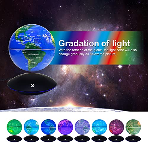 Flagest Magnetic Levitation Floating Globe Rotating Globe- Nice Desk Bookshelf Decoration For Home Office Classroom-Touch Control And Gradient Night Light Color Globe- Birthday Holiday Anniversary Christmas Gift #TOP2
