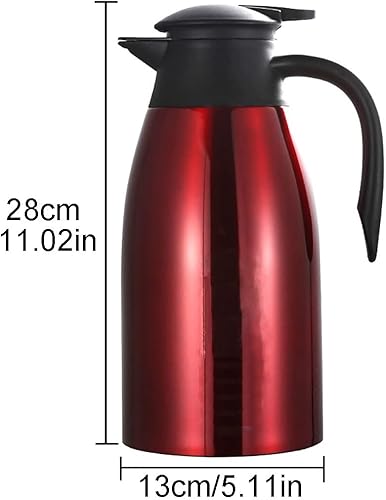 Miniatura 2 de Jarra térmica de acero inoxidable, hervidor de vacío de doble pared de 68 onzas (2 litros), termo para café, té, agua caliente, 24 horas mantiene