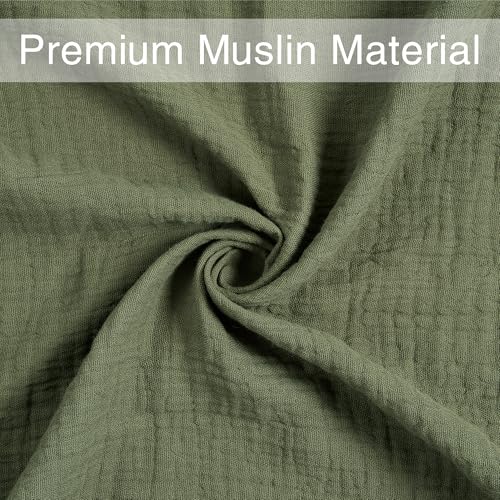 Image of Meracorallo Muslin Swaddle Blanket, 100% Cotton Receiving Blanket Soft and Breathable Swaddle Wrap for Baby Boys and Girls, Olive Green