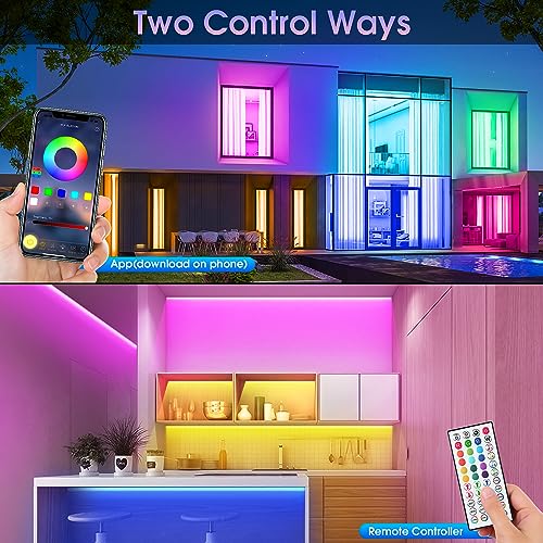 LED Strip Light 20M RGB - Colour Changing Ultra Long Music Sync Led Lights for Bedroom with Bluetooth App & Remote Flexible Lighting for Home Room Kitchen Ceiling Decoration (2 Rolls of 10M)