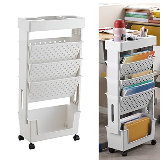 BAOFUYA Estantería de Pared para Niños, Estante de Almacenamiento para Carrito, Estante de Pie para Estantería, Organizador de Estanterías Multiusos para Oficina, Cocina, Dormitorio, Baño (Blanco)