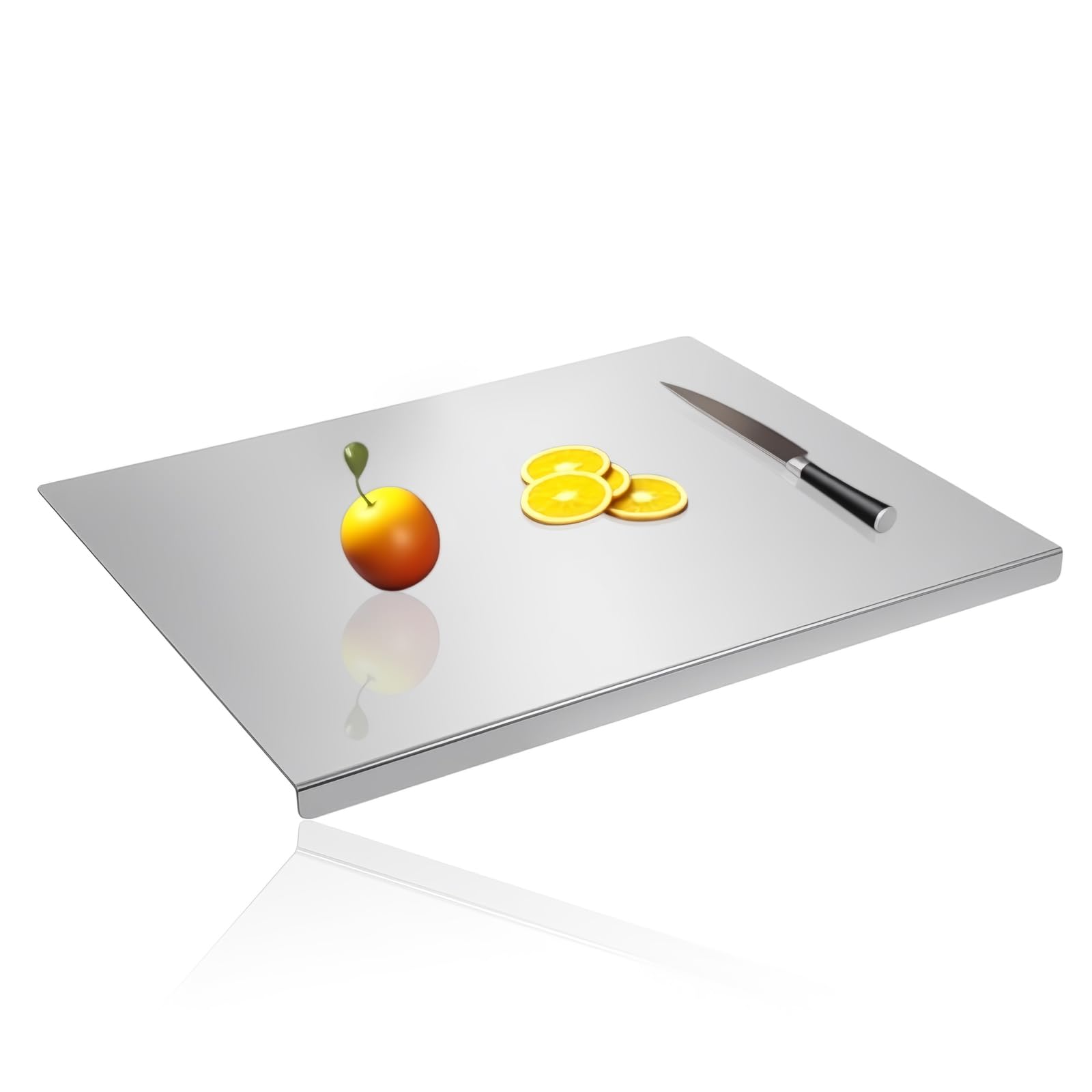 Edelstahl Schneidebrett mit Anschlagkante, Arbeitsplatte Knetbrett 60x40cm Küche Schneidbrettchen Küchenplatte Arbeitsplatte Küche für Fleisch Obst Gemüse Brot und Backen