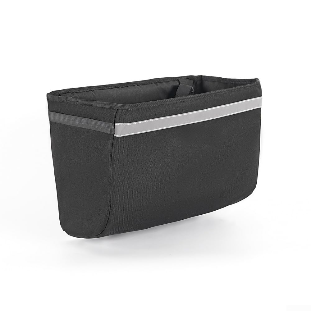 Cesta frontal de bicicleta negra con almacenamiento expandible