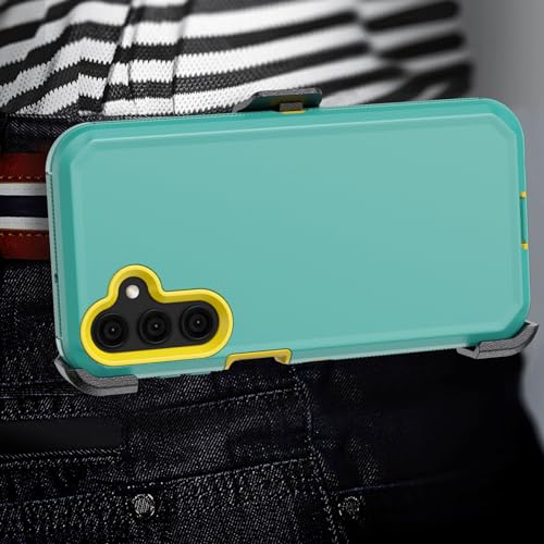 TASHHAR Phone Case for Samsung Galaxy A25 5G case,Heavy Duty Hard Shockproof Armor Protector Case Cover with Belt Clip Holster for Samsung A25 5G Phone Case (Green+Yellow) - image 7