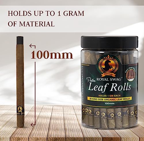 Image of Royal Swag Natural Pre-Rolled Palm Leaf Cone Rolling Papers - 25 Pcs King Size Palm Leaf Natural Cones with 1 Filling Stick - Corn Husk Filter Preroll Cones - 100 mm Length - (25 Rolls Total)