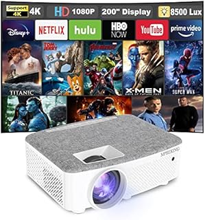Projector, Portable Video Projector 1080P Native 4K Supported Mini Projectors 8500 Lumens 200''Display for TV Stick, Home Theatre, Android/iOS