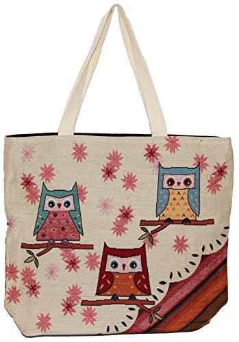 Image of Owl Bohemian Hippie Bag Top Handle Shoulder Tote Handbag Big Size