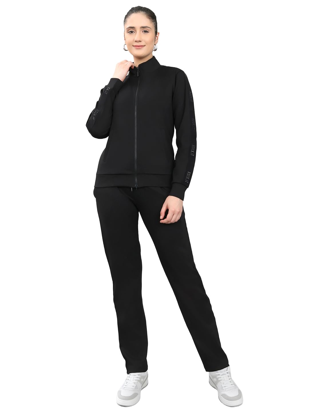 rock.it From House Of Monte Carlo Women Regular Fit Solid Full Sleeve Collar Tracksuit | Sportswear Set with Jacket and Lower | Comfortable Activewear for Gym Running & Training (Pack Of 1)-picture-34