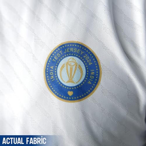 Image of YOURJERSEY Indian Test Cricket Jersey 2024-25 - Customizable Name & Number | Kids to Adults (2Y-4XL) | White Test Cricket Jersey | Sublimation Print | Breathable Fabric
