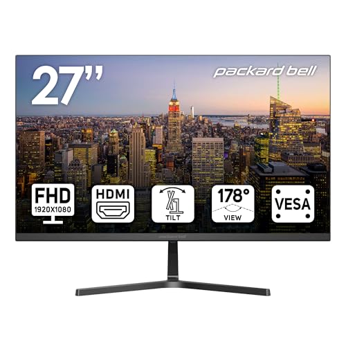 Image of Packard Bell airFrame 27 inch FHD Monitor, 1920x1080, Ultrawide, VESA Mount Compatible, Tilt Adjustment, HDMI /VGA, Slim Bezel, for Home, Office, and Light Gaming