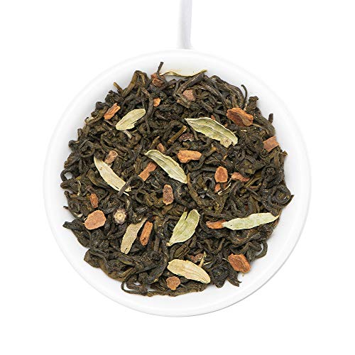 Image of Green Tea Masala Chai Tea Loose Leaf - (50 Cups), 3.53oz - Perfect Blend of Natural Green Tea Leaves, Cinnamon, Cardamom, Cloves & Black Pepper - Traditional Green Spiced Chai Tea Recipe