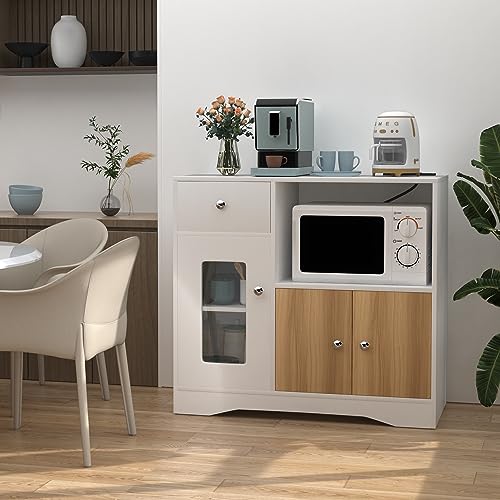 Credenza da cucina con scaffalatura a microonde, ante 1 cassetto, con 3 ante, armadio da cucina, armadietto autoportante, per soggiorno, camera da letto, 83 x 40 x 80 cm