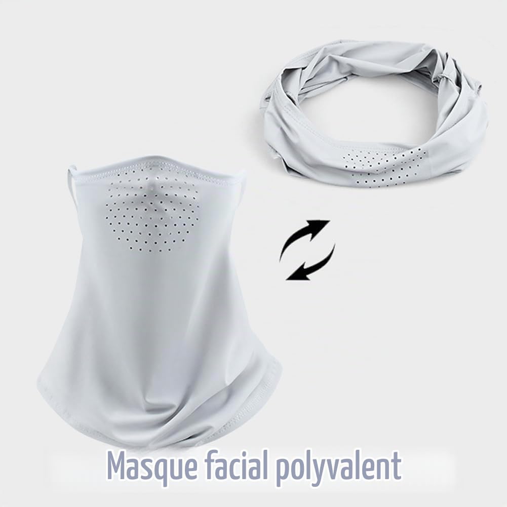 Masque de Protection Solaire,2Pcs Masque Facial Cache Cou Cagoule Été en Soie Respirante Anti-UV Foulard Élastique écharpe de Moto Balaclava Protège Multifonction Tube Tissu Hommes et Femmes