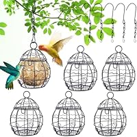 DYDHRER 6 Stück Meisenknödelhalter,Meisenknödel Halter mit Haken,Meisenknödel Halterung Metall,Wildvogel Vogelfutter Spender,Vogelfutterstation mit Klappdeckel,Maisenknödelhalterung für Garten,Schwarz