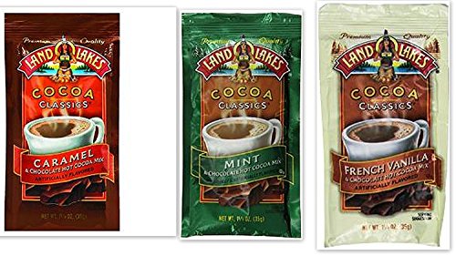 Land O Lakes Cocoa Classics Variety Bundle, 1.25 oz packet (Pack of 12) includes 4-Packet Mint + 4-Packet French Vanilla + 4-Packet Caramel (12 TOTAL PACKETS)