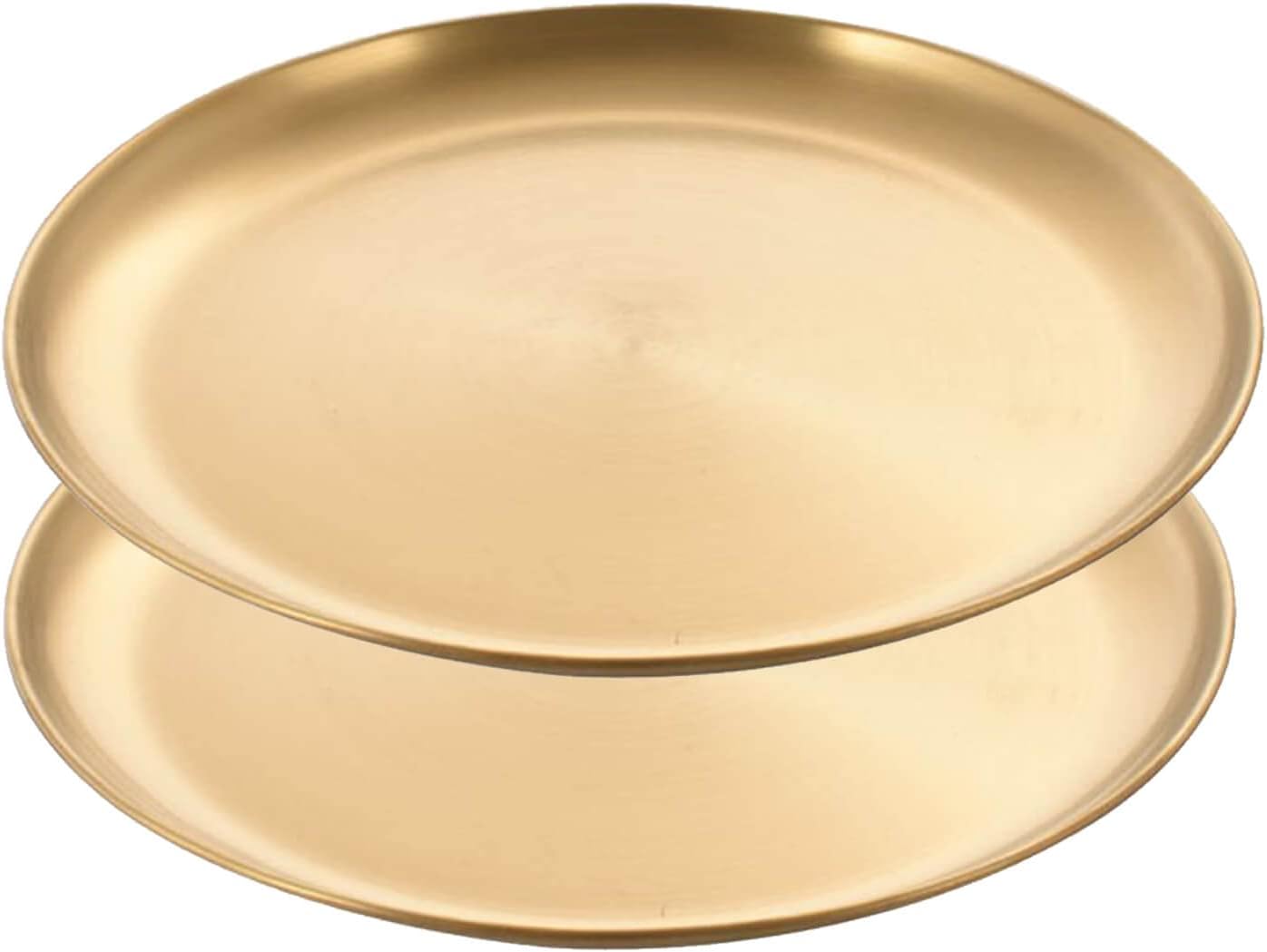 GIMURM 304 Stainless Steel Plates,10Inch Metal Round Dinner Plates,Large Reusable Gold Tray,Salad Plates,Breakfast Serving Plates for Barbecue Kitchen Home Camping Outdoor Party