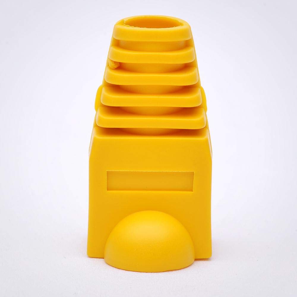 FireFold RJ45 Strain Relief Boot Covers- 100 Pack, Count Set for Cat5 Cat5e, and Cat6 Ethernet Connectors, Yellow