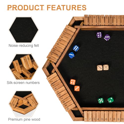BIVOMON Shut The Box Juego de Mesa de Dados para 1-6 Jugadores miniatura 5