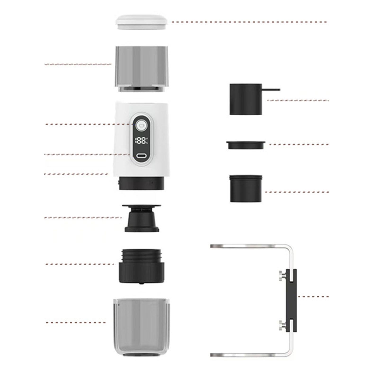 Cafetera Espresso Eléctrica Portátil, Mini Cafetera Compacta, Recargable E Inalámbrica, Ideal para Viajes, con Bomba de 19 Apta para Camping, O, Blanco, Individual