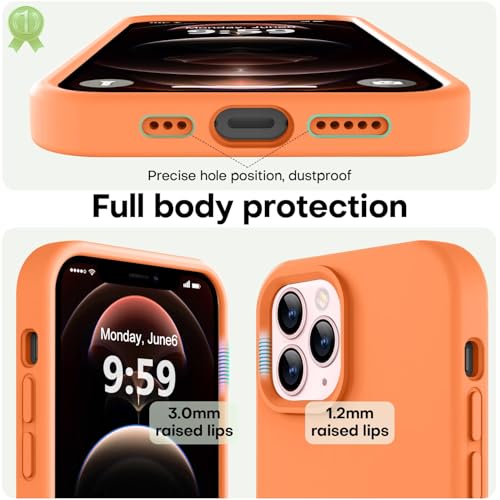 Image of LOVE 3000 Compatible with iPhone 12 Pro Max Phone Case | Thickening 2.1 MM Liquid Silicone | Anti-Scratch Microfiber Lining | Full-Body Duty Heavy Protection Case for Men, Bright Orange