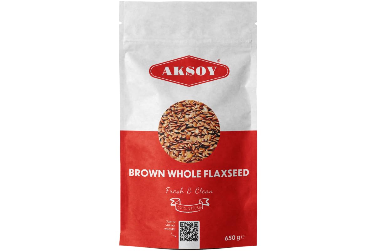 Aksoy Brown Whole Flaxseed (Linseed) 650gr – Premium Quality, Batch Tested for Purity, 100% Raw, Non-GMO, Sproutable Superfood Perfect for Keto and Low-Carb Diets (Packaging May Vary)