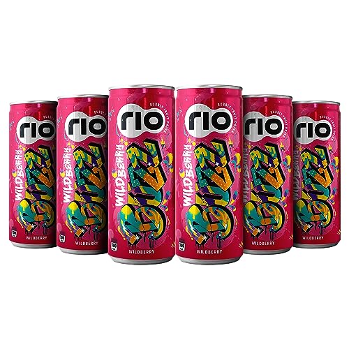 Image of Rio Wild Berry Bubbly Fruit Drink Can | Soft Drink | Exotic Fruit Juice + Fizz | Rich In Vitamin C and Honey | Pack of 24 | 250 ml