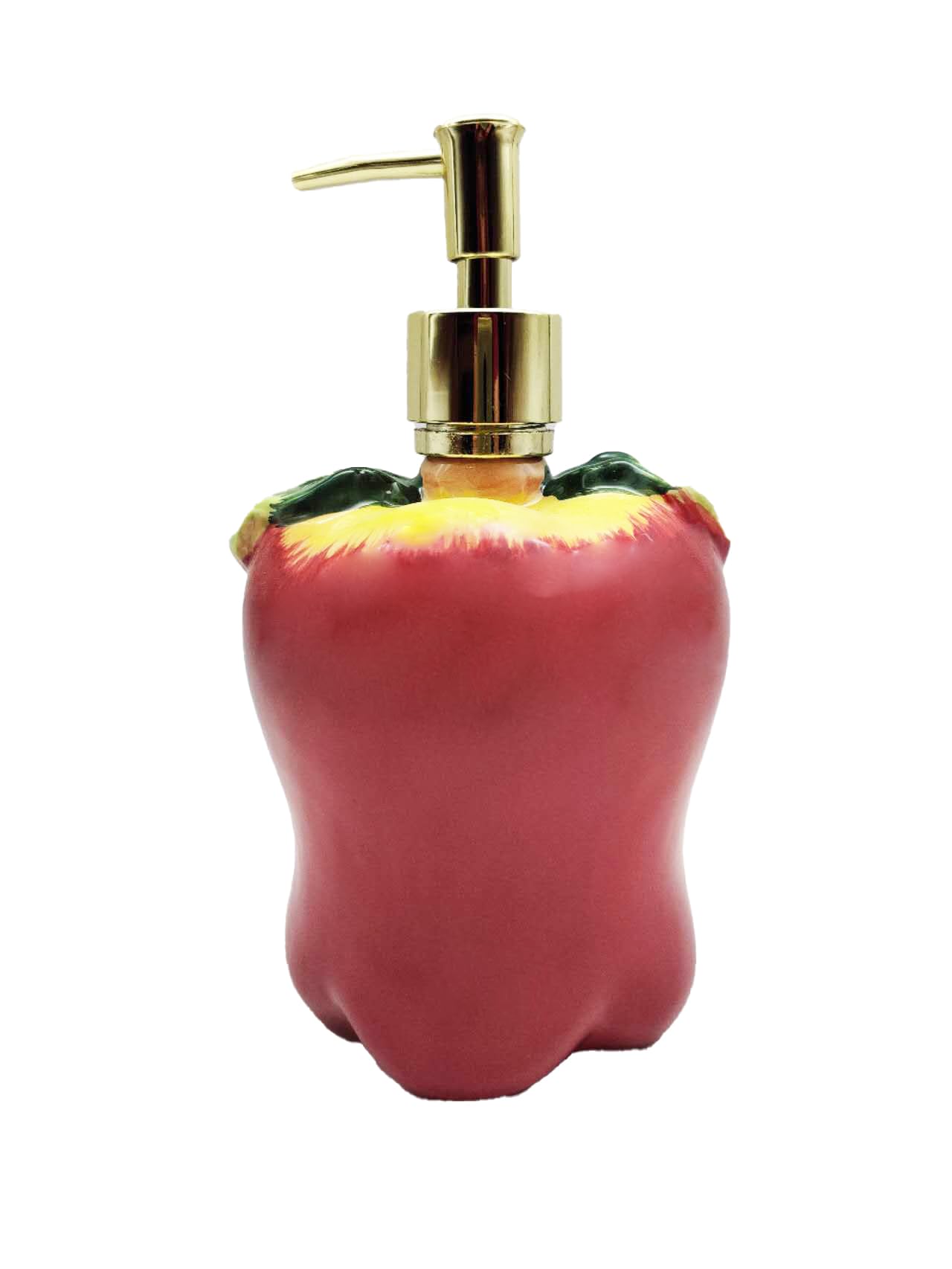 ACK Ceramic Hand Painted Apple 3-D Apple Refillable Soap Dispenser, Lotion Jar, Kitchen Décor, Bathroom Décor