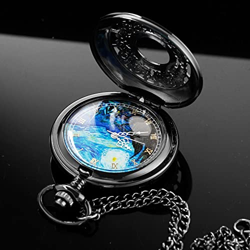 Image of Tiong Roman Numerals Scale Quartz Pocket Watches with Chain Christmas Graduation Birthday Gifts Fathers Day