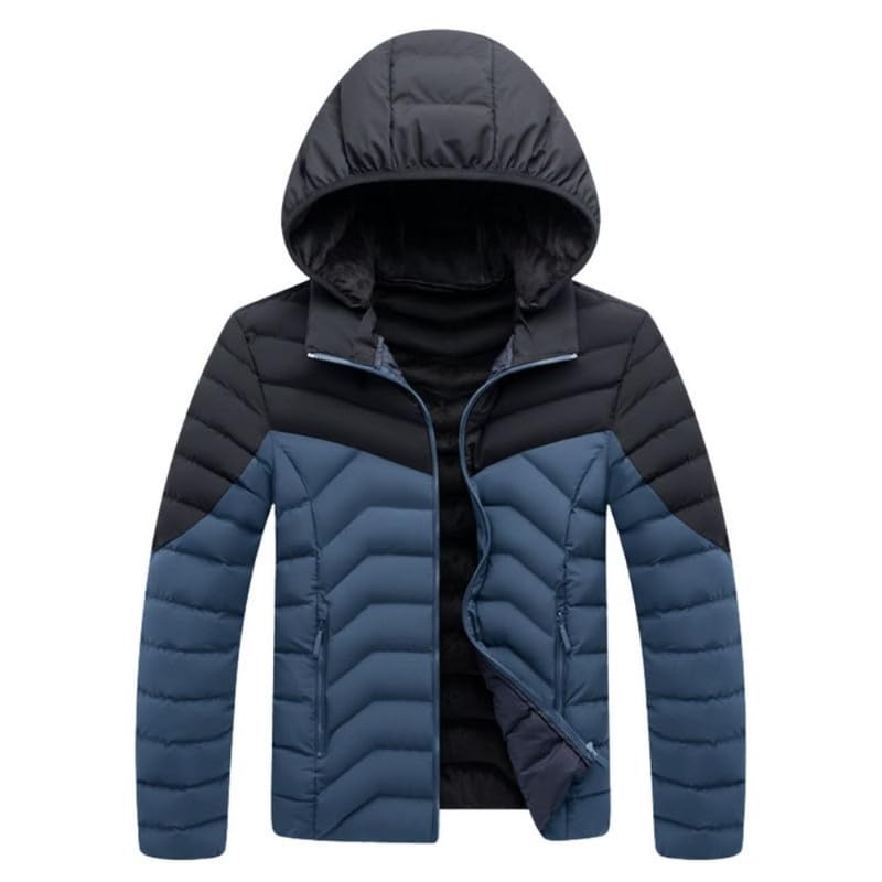 Image of Men's Lightweight Quilted Puffer Jacket with Hood Water-Repellent Windproof Cotton Coat