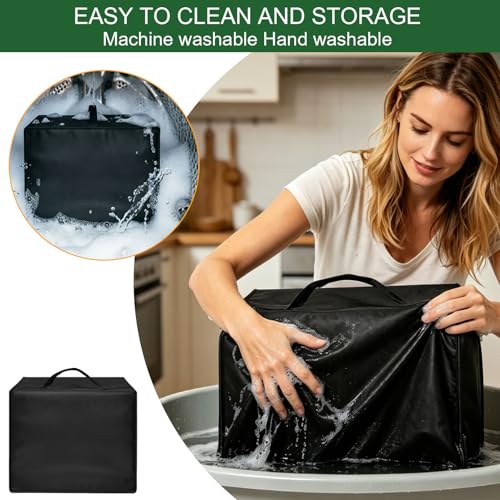 Image of Heavy Duty Air Fryer Dust Cover for Chefman 8QT TurboFry XL Air Fryer,13.78 inchDx11.02 inchWx13.39 inchH, 600D Nylon w /12m Foil Lining, Heat-Resistant Waterproof Oil-Proof, Reusable AirFryer Dust Cover