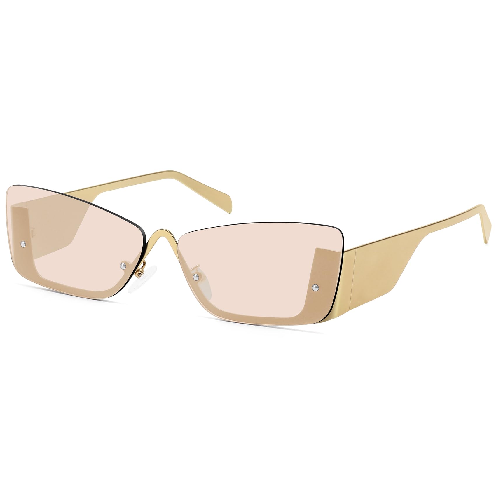 Fozono Retro Cat Eye Square Sunglasses for Women Trendy Metal Frame Vintage UV400 Protection FZN901