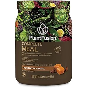 PlantFusion Complete Meal Replacement Shake – Plant Based Protein Powder with Superfoods, Greens & Probiotics – Vegan, Gluten Free, Soy Free, Non-Dairy, No Sugar, Non-GMO – Chocolate Caramel 1 lb