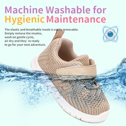 Baby Shoes Boys Girls First Walking Lightweight Non-Slip Toddler Sneakers Infant Tennis Shoes 6 9 12 18 20 24 Khaki — view 2