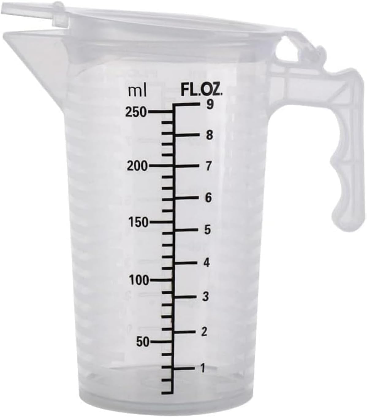1Pc 250ML Transparent Measuring Cup with Lid, Plastic Measuring Cup with Handle for Baking,Powder,Liquid,Measure & Mix