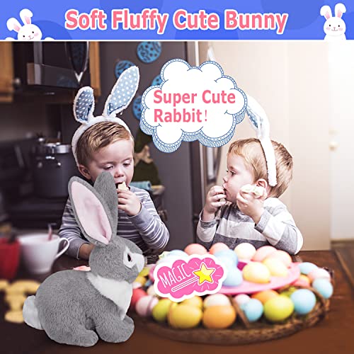 Marsjoy 12" Gray Easter Bunny Stuffed Animal Rabbit Plush Toy Easter Gift Soft Rabbit Lovely Realistic Stuffed Animal Toy Easter Bunny For Girl Baby Kids Toddlers Birthday #TOP6