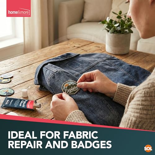 SOL 2pk x 50ml Fabric Glue Strong with Spreader & Tape Measure - Scout Badge Adhesive for Crafts, Upholstery, Material, Textile, Felt or Wool - Waterproof, Flexible, Fast Drying, Durable Bond