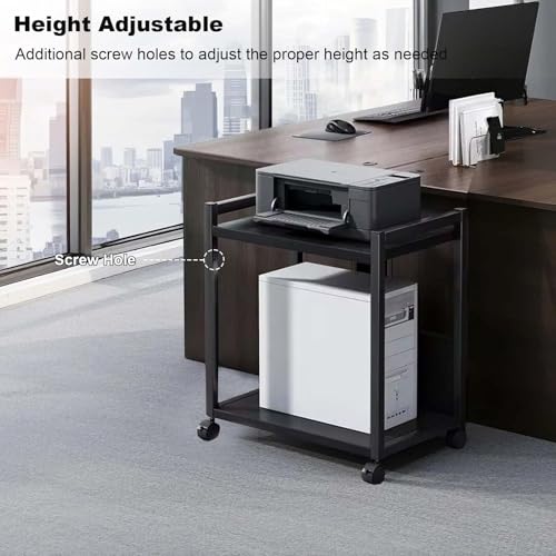 Soporte para torre de PC de 2 niveles, ajustable, con ruedas bloqueables, estructura metálica para almacenamiento bajo escritorio, ideal para gaming miniatura 3