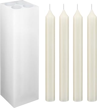4-Cavity Long Cylinder Mold for Candle Making, 4 Holes Cylinder Silicone Candle Mold Long Pillar Silicone Mold for Wax Candle Making