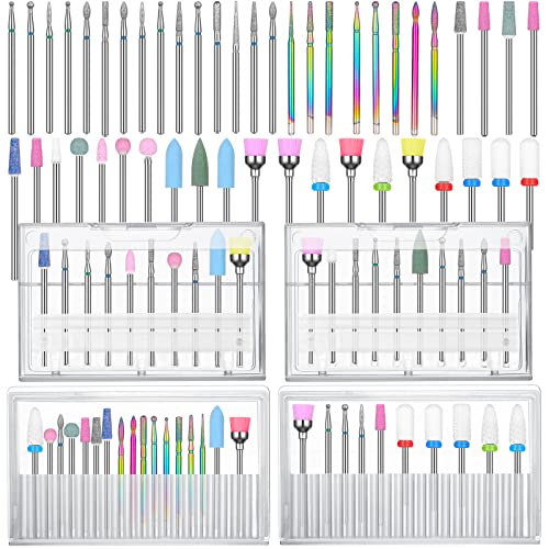 Chumia 47 Pcs Nail Drill Bits Sets 3/32 Inch Electric Diamond Ceramic Acrylic Gel Nail Bit Kit...