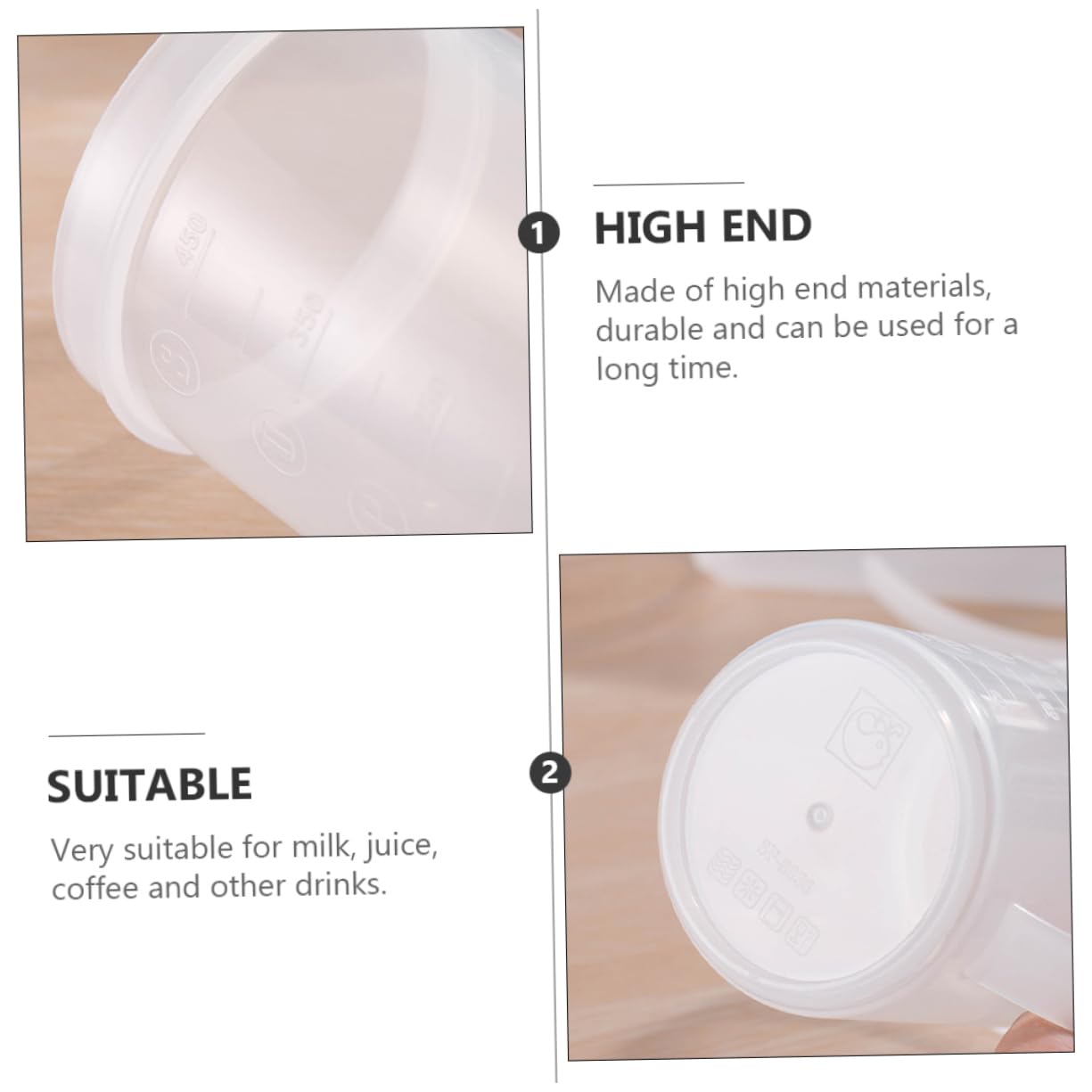 SOLUSTRE 6pièces à Mesurer Plastique Avec Échelle Récipients Pour Café Lait Et Jus Utilisation -