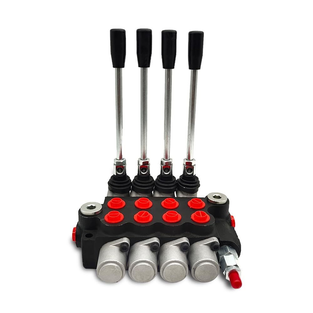 Hydraulic Valve, Control Valve, Manual Directional Valve, Adjustable Relief Lever Handle, Directional Valve Hydraulic, Hydraulic Valve Lever Handle for Small Tractors Tanks Loaders (4 Spool 11 GPM)