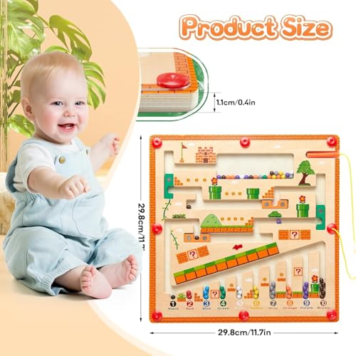 Image of BeFunky Magnetic Colour and Number Maze, Montessori Wooden Toys for 3 4 5 6 Year Olds, Colour Sorting Toys for Toddlers Fine Motor Skills Educational LearningToys for Boys Girls Gifts