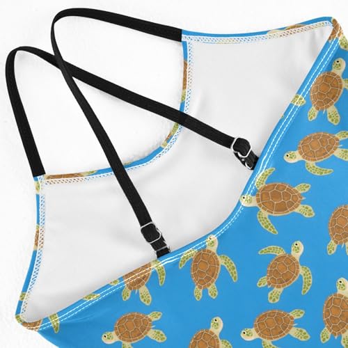 senya Girls Swimsuits One-Piece Swimwear Tie Bathing Suit Beach Summer Round Neck 7-8T Sea Turtles Pattern4