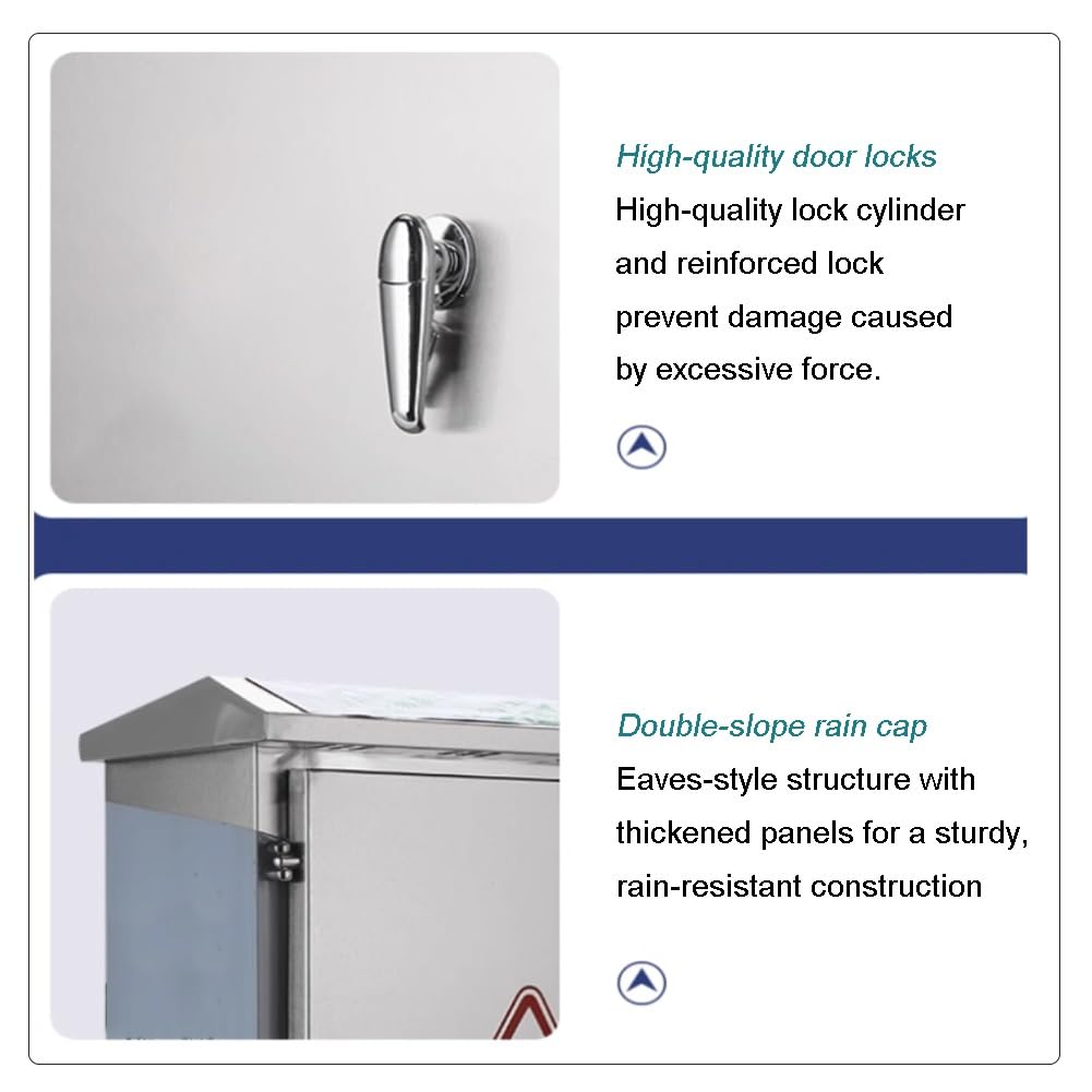 Scatola di Derivazione Impermeabile in Acciaio Inox 304, con Chiusura A Chiave, Resistente alle Intemperie, Ideale per Progetti Elettrici. Armadio Elettrico per Esterni,Silver-50x40x20cm