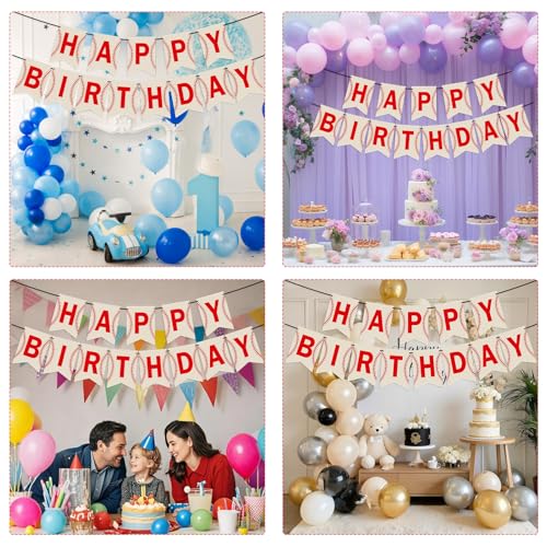 Image of Baseball Happy Birthday Banner with Hanging Kit, Happy Birthday Baseball Theme Party Decorations, Sports Decor for Boys Kids Men, Game Day Tailgate Team Party Supplies