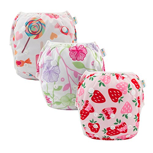 Babygoal Baby Girl Swim Diapers, Reusable Adjustable Washable One Size Fits 0-8M Baby Gifts And Swimming Lessons 3 Pack 3Sd04 #TOP1
