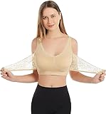 Women's kendally Bra no Underwire Plus Size Push up for Older Women Comfy Corset Bra Front Cross Side Buckle lace Bras,Apricot-2XL Beige